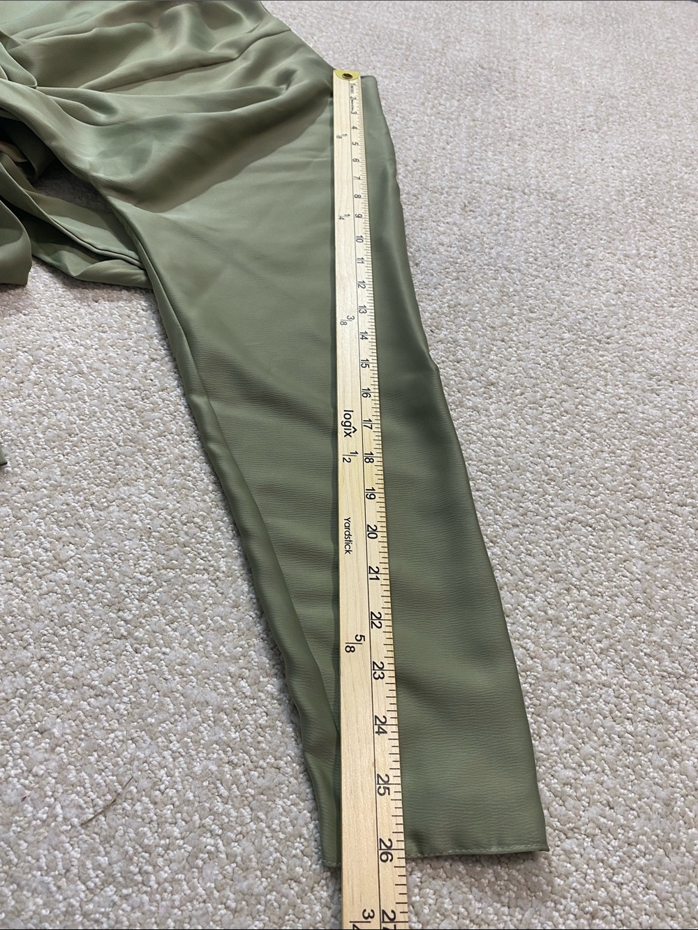ASOS Sage Green Long Sleeve Twist-Waist Maxi Dress Size 4 US - Picture 11 of 15
